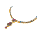 Royal Blue & Red Gold-Plated Necklace Set